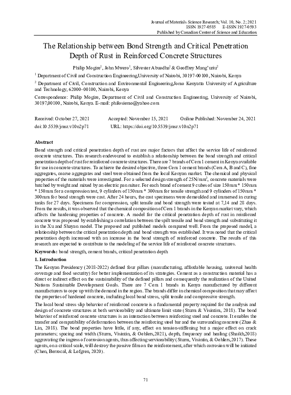 (PDF) The Relationship between Bond Strength and Critical Penetration ...