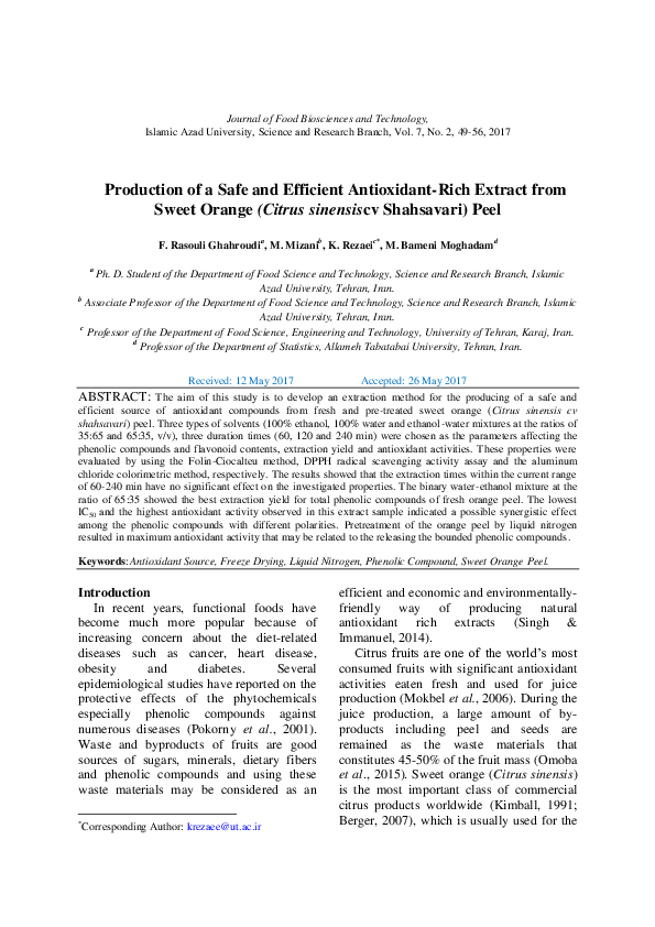 (PDF) Production of a Safe and Efficient Antioxidant-Rich Extract from ...