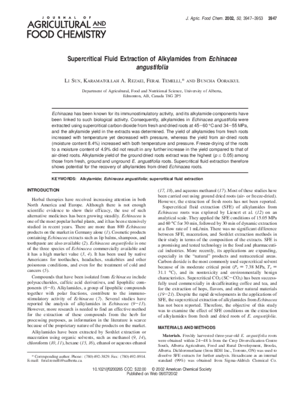 (PDF) Supercritical Fluid Extraction of Alkylamides from Echinacea ...
