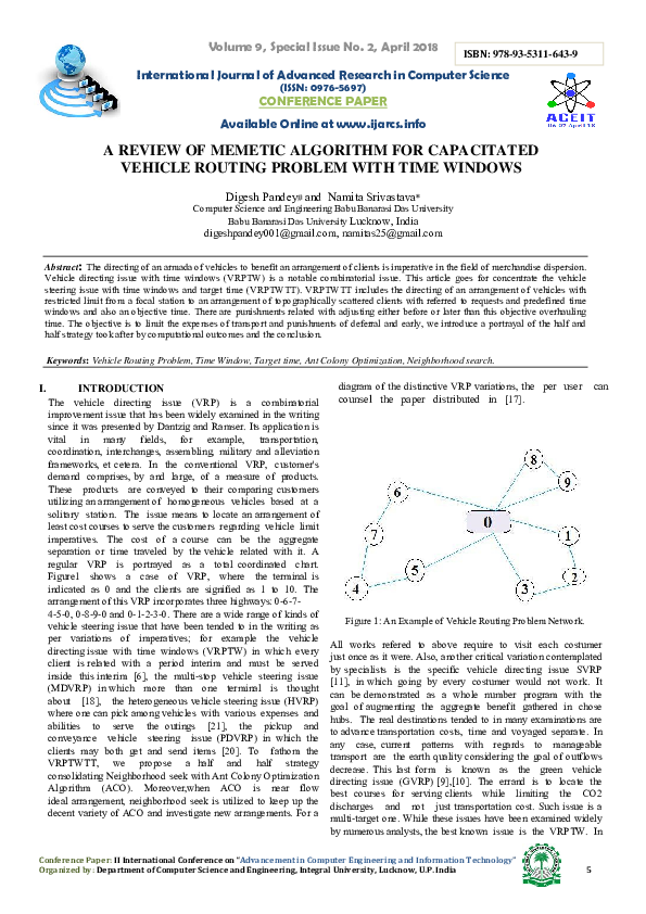 (PDF) A REVIEW OF MEMETIC ALGORITHM FOR CAPACITATED VEHICLE ROUTING ...