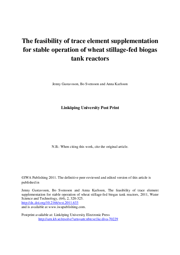 (PDF) The feasibility of trace element supplementation for stable ...