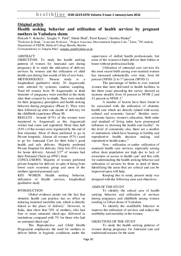 (PDF) Health seeking behavior and utilization of health services by ...