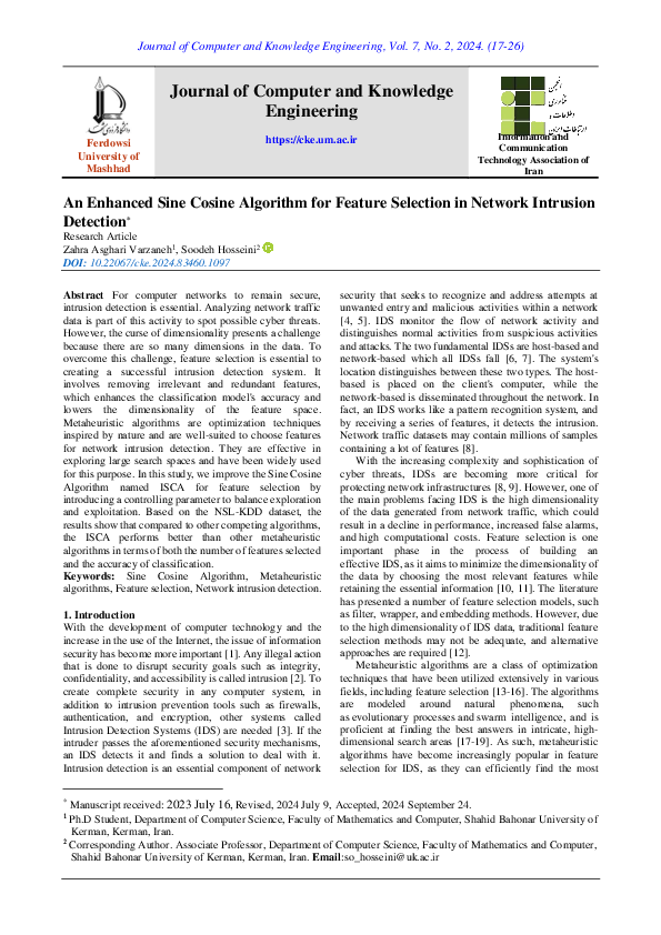 (PDF) An Enhanced Sine Cosine Algorithm for Feature Selection in ...