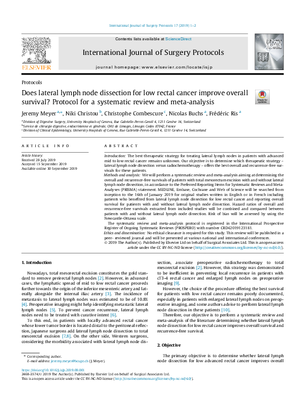 (PDF) Does lateral lymph node dissection for low rectal cancer improve ...