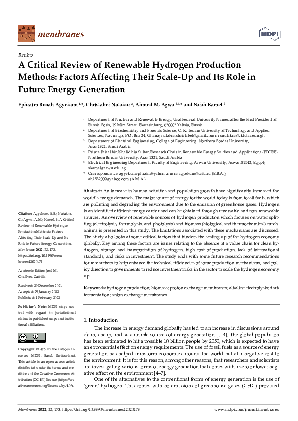 (PDF) A Critical Review of Renewable Hydrogen Production Methods ...