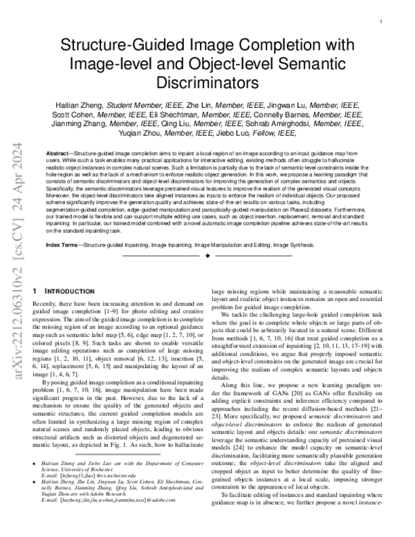 (PDF) Structure-Guided Image Completion with Image-level and Object ...