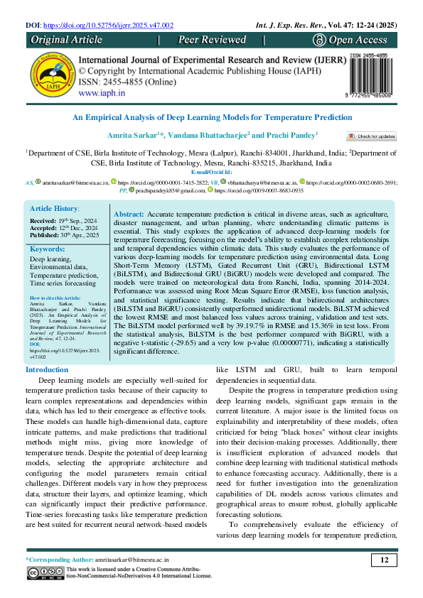 (PDF) An Empirical Analysis of Deep Learning Models for Temperature ...