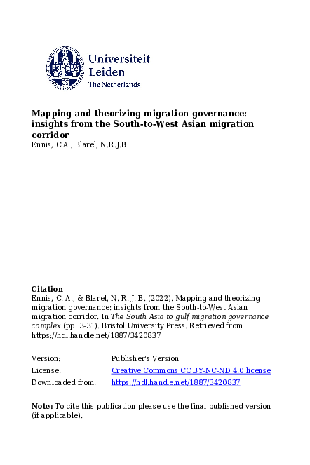 (PDF) Mapping and Theorizing Migration Governance: Insights from the ...