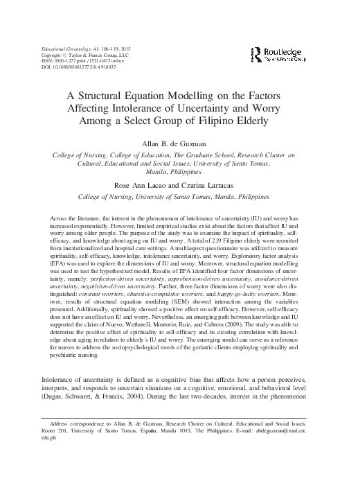 (PDF) A Structural Equation Modelling on the Factors Affecting ...