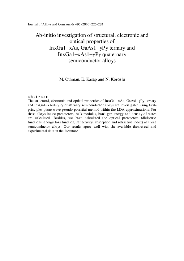 (PDF) Ab-initio investigation of structural, electronic and optical ...