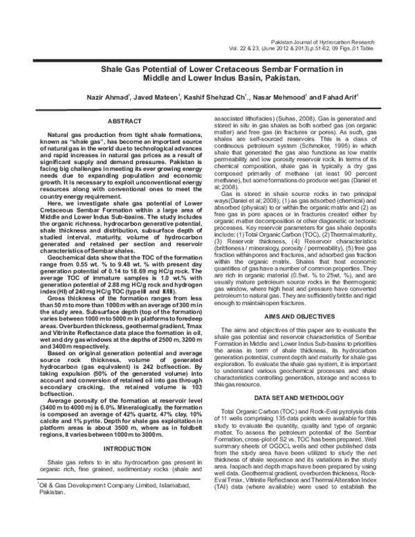 (PDF) Shale Gas Potential of Lower Cretaceous Sembar Formation in ...