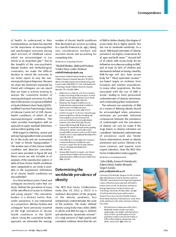 (PDF) Determining the worldwide prevalence of obesity