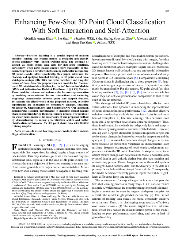 (PDF) Enhancing Few Shot 3D Point Cloud Classification With Soft ...