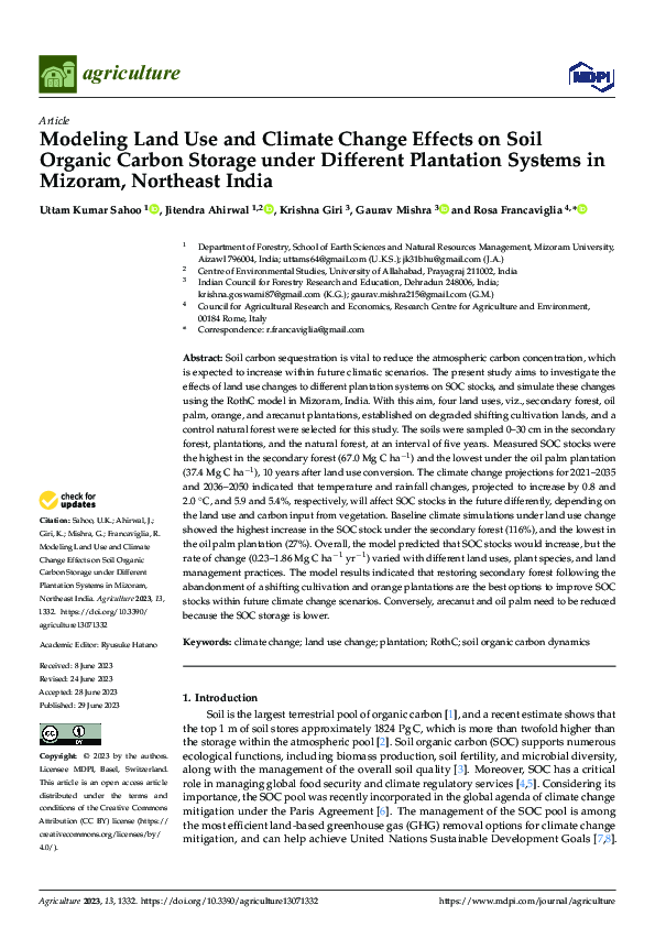 (PDF) Modeling Land Use and Climate Change Effects on Soil Organic ...