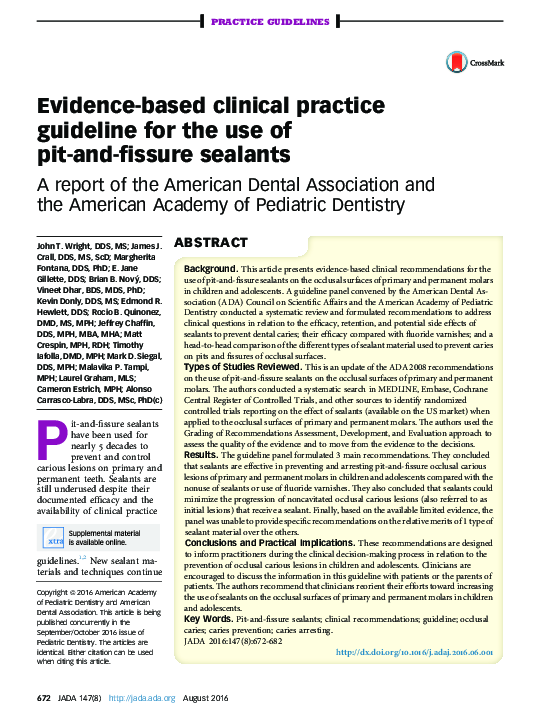 (PDF) Evidence-based Clinical Practice Guideline for the Use of Pit-and ...