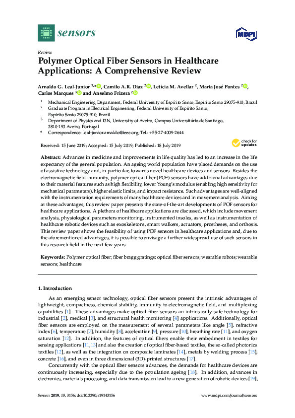 (PDF) Polymer Optical Fiber Sensors in Healthcare Applications: A ...