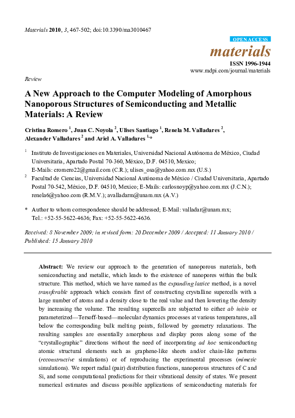 (PDF) A New Approach to the Computer Modeling of Amorphous Nanoporous ...