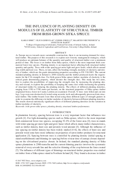 (PDF) The influence of planting density on modulus of elasticity of ...