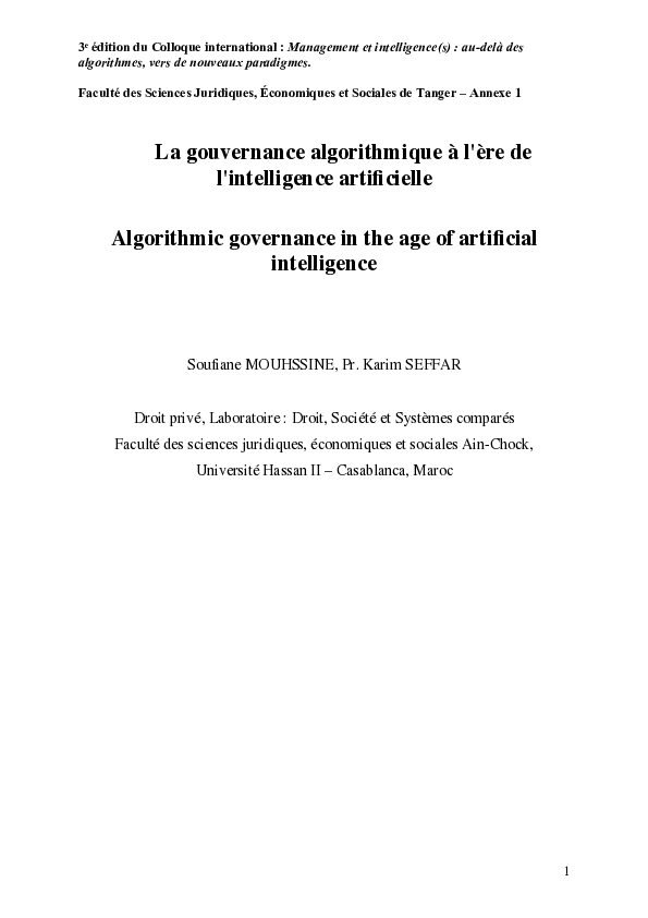 (PDF) Algorithmic governance in the age of artificial intelligence