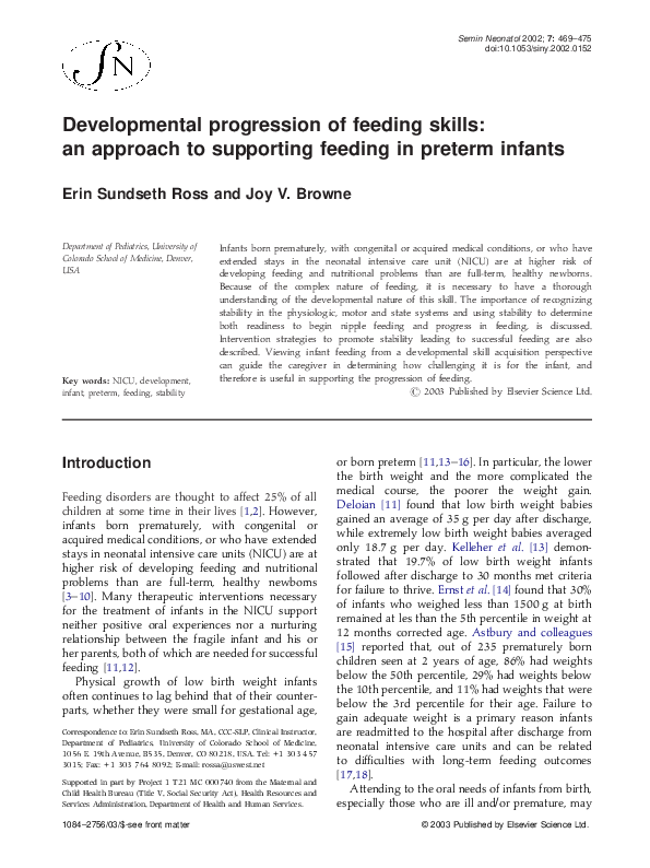 Image showcasing (PDF) Developmental progression of feeding skills: an approach to ...