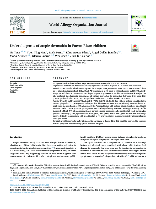 (PDF) Under-diagnosis of atopic dermatitis in Puerto Rican children