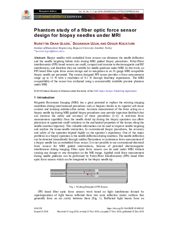 (PDF) Phantom study of a fiber optic force sensor design for biopsy ...