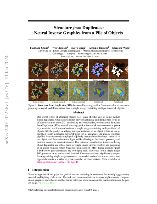 (PDF) Structure from Duplicates: Neural Inverse Graphics from a Pile of ...