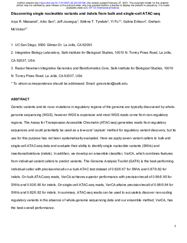 (PDF) Discovering single nucleotide variants and indels from bulk and ...