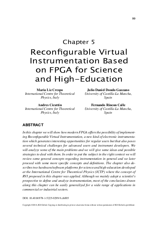 (PDF) Reconfigurable Virtual Instrumentation Based on FPGA for Science ...