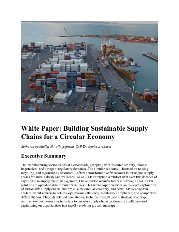 (PDF) White Paper: Building Sustainable Supply Chains for a Circular ...