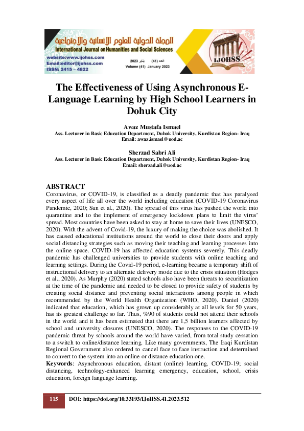 (PDF) Effectiveness of Using Asynchronous E Language Learning by High ...