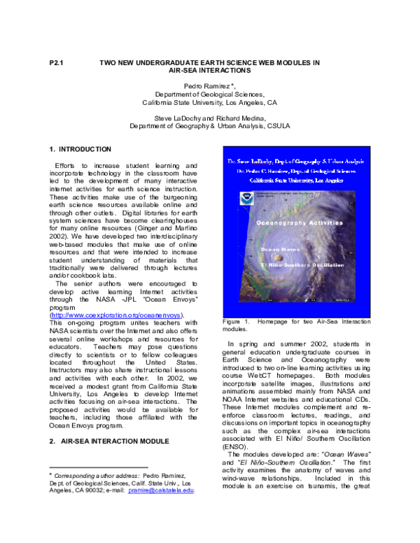 (PDF) P2. 1 Two New Undergraduate Earth Science Web Modules in Air-Sea ...
