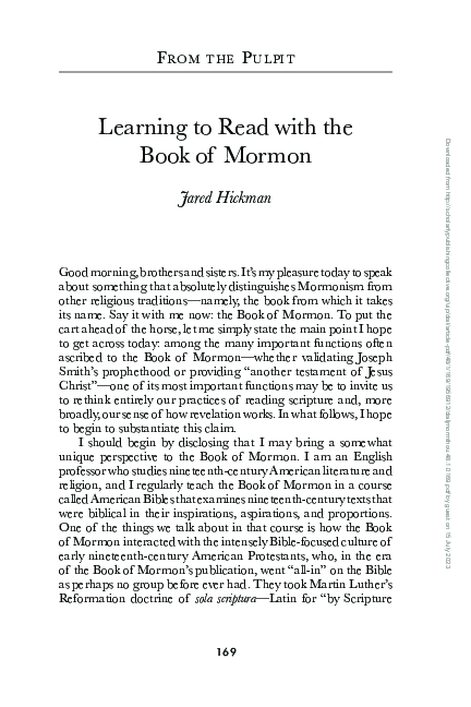 (PDF) Learning to Read with the Book of Mormon