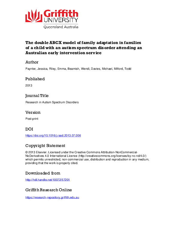 (PDF) The double ABCX model of family adaptation in families of a child ...