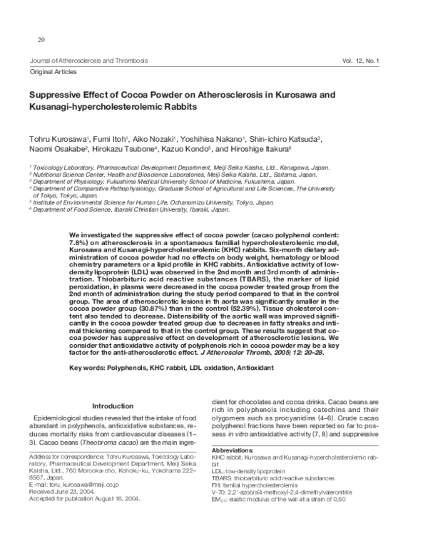 (PDF) Suppressive Effect of Cocoa Powder on Atherosclerosis in Kurosawa ...