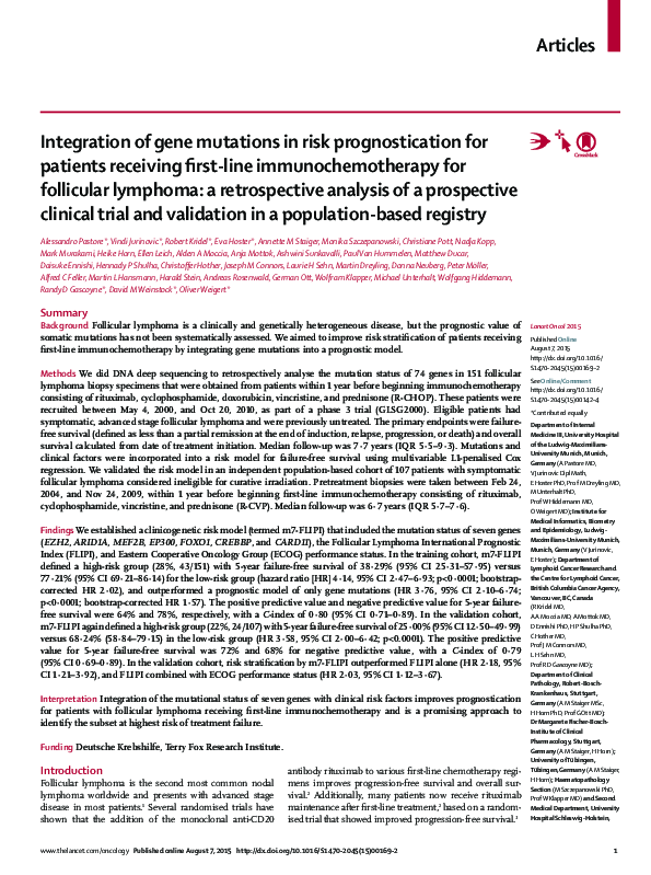 (PDF) Integration of gene mutations in risk prognostication for ...