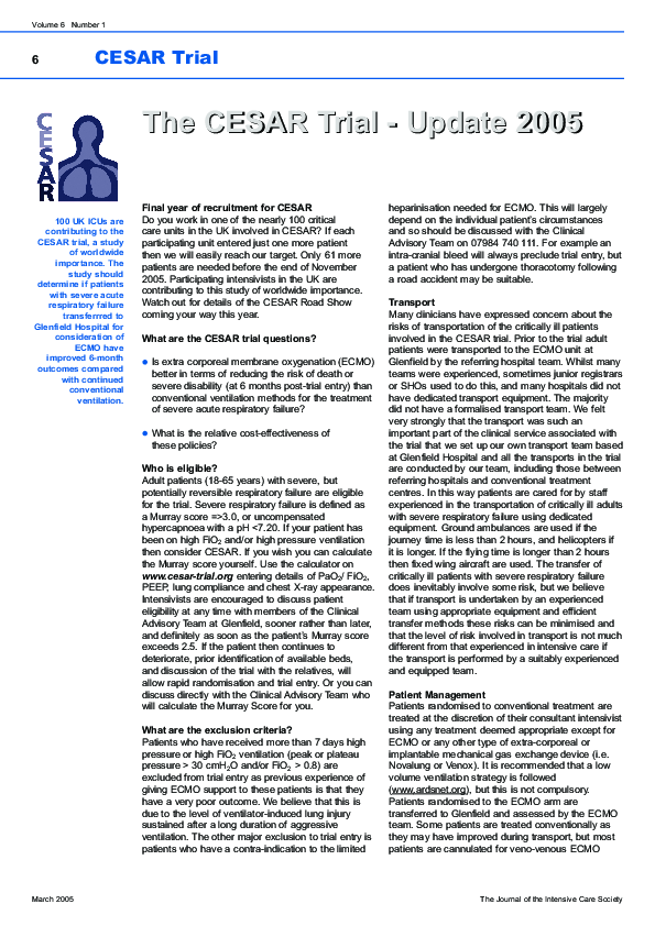 (PDF) The CESAR Trial - Update 2005