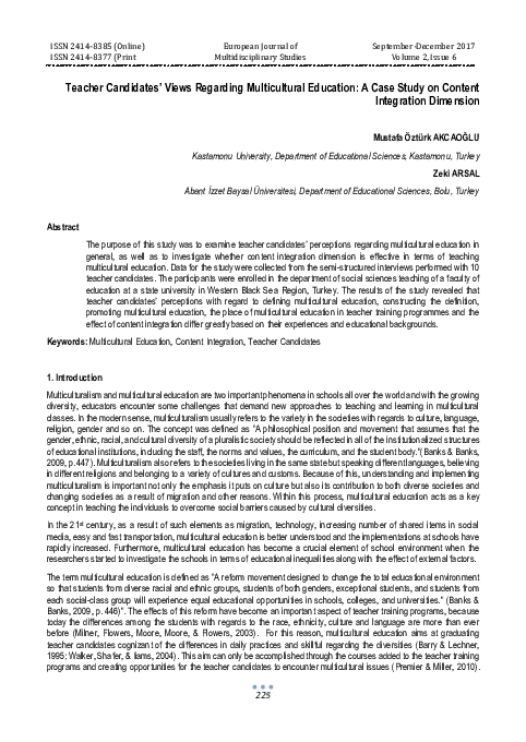 (PDF) Teacher Cand idates’ Views Regarding Multicultural Education: A ...