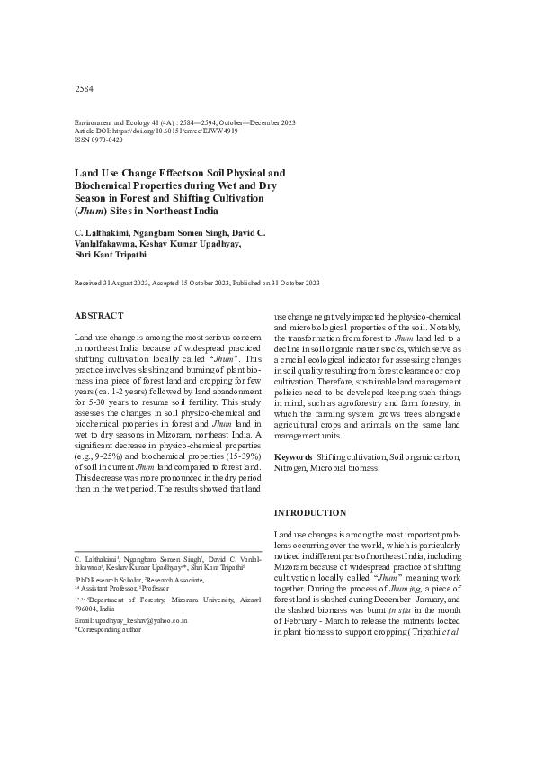 (PDF) Land Use Change Effects on Soil Physical and Biochemical ...