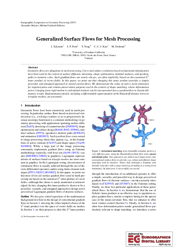 (PDF) Generalized surface flows for mesh processing