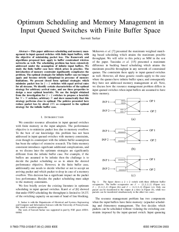 (PDF) Optimum Scheduling and Memory Management in Input Queued Switches ...