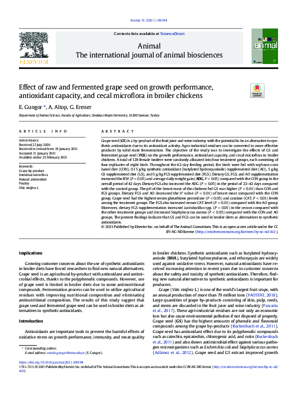 (PDF) Effect of raw and fermented grape seed on growth performance ...