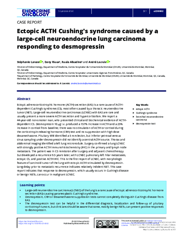 (PDF) Ectopic ACTH Cushing's syndrome caused by a large-cell ...