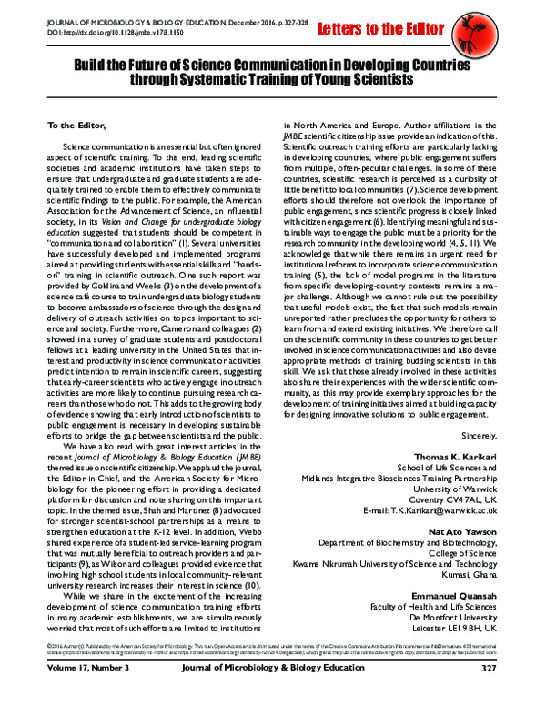 (PDF) Build the Future of Science Communication in Developing Countries ...