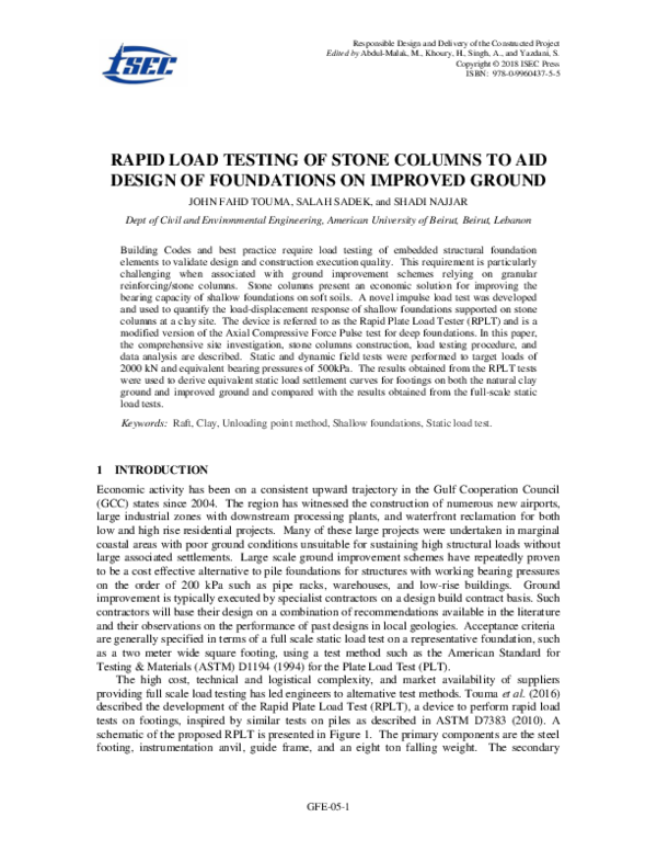 (PDF) Rapid Load Testing of Stone Columns to Aid Design of Foundations ...