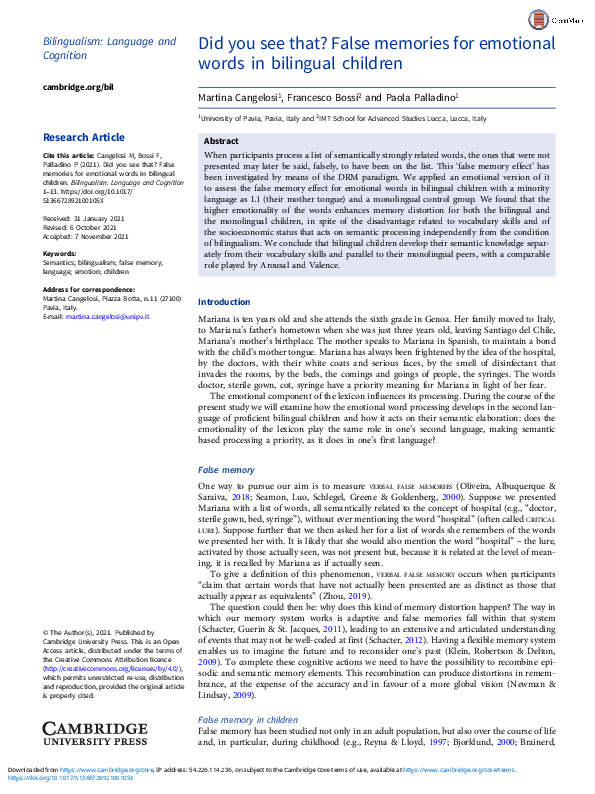 (PDF) Did you see that? False memories for emotional words in bilingual ...