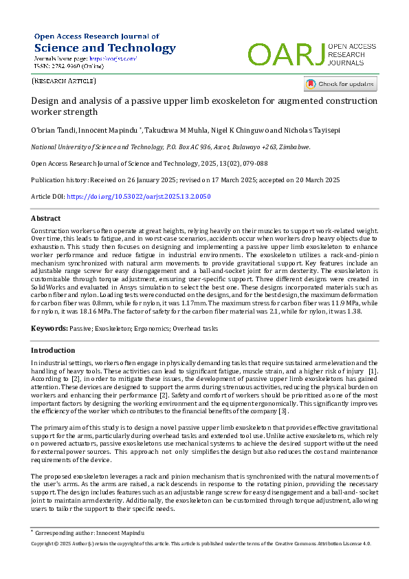 (PDF) Design and analysis of a passive upper limb exoskeleton for ...