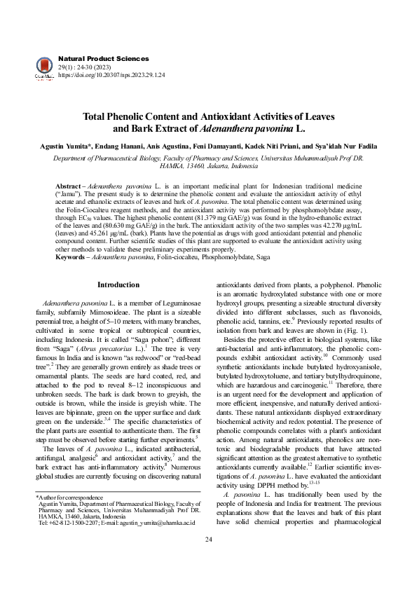(PDF) Total Phenolic Content and Antioxidant Activities of Leaves and ...