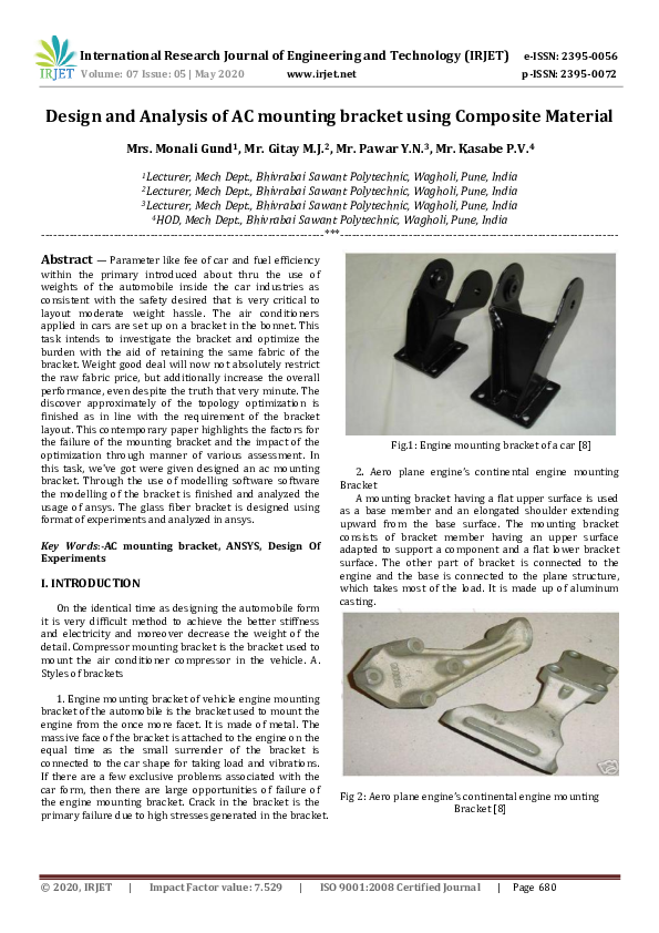 (PDF) Design and Analysis of AC mounting bracket using Composite Material