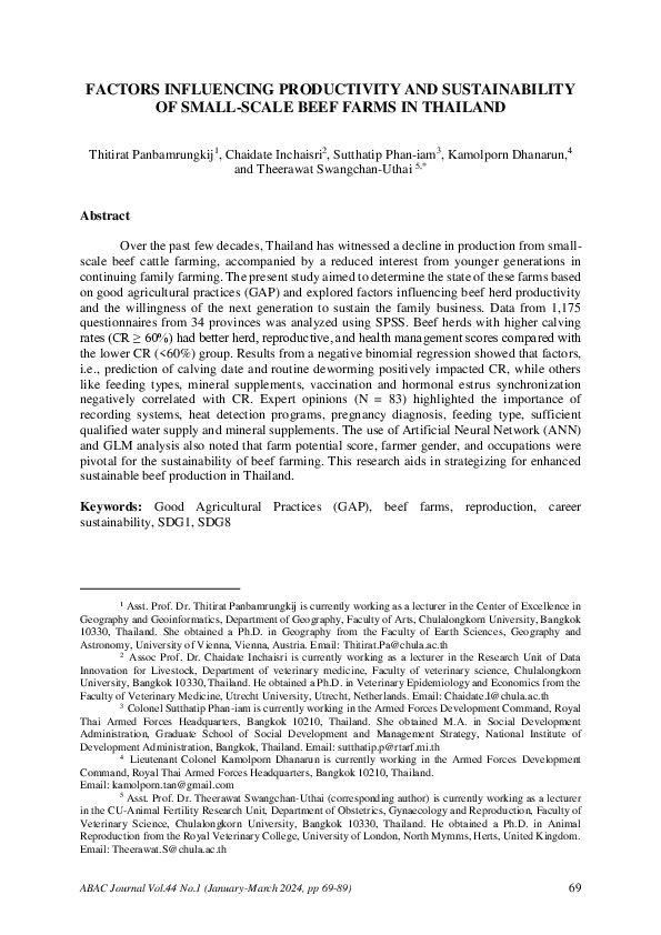 (PDF) Factors Influencing Productivity and Sustainability of Small ...